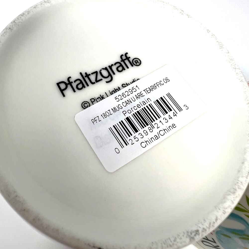 Pflatzgraff Mugs You Are Teariffic Pair of 18oz Porcelain Cups New w/ Tags Gift - Picture 9 of 10